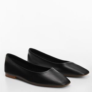 Mango Black Leather Ballet Flats